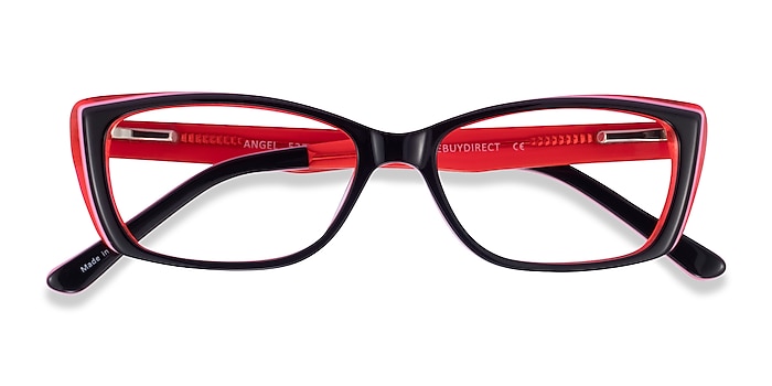 Black Clear Red Angel -  Acetate Eyeglasses