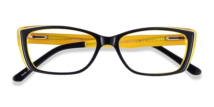 Black Clear Yellow Angel -  Acetate Eyeglasses