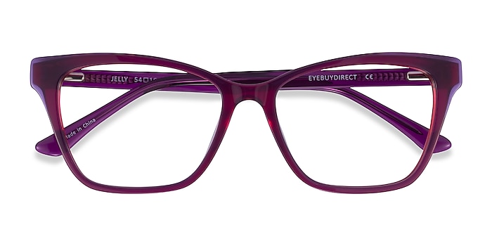 Clear Purple Red Jelly -  Acetate Eyeglasses