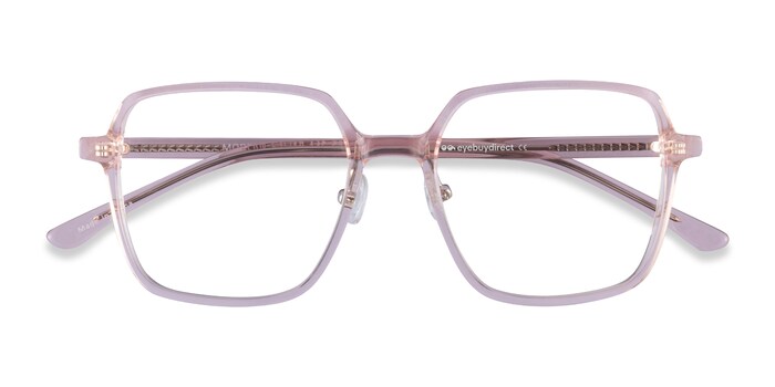 Progressive Transitions Eyeglasses Online with Medium Fit, Square, Full-Rim Acetate Design — Modern in Clear Pink/Dark Brown by Eyebuydirect - Lenses