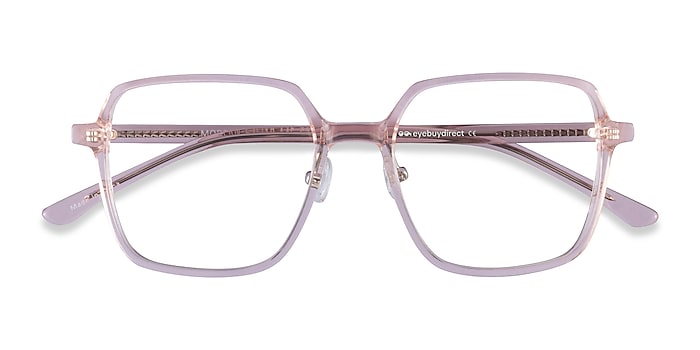 Modern Square Clear Pink Full Rim Eyeglasses