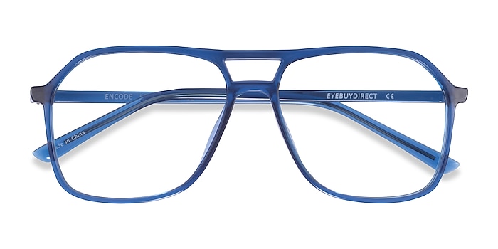 Clear Navy Encode -  Plastic Eyeglasses