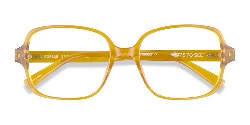 Female S Square Clear Yellow Eco Friendly,Plastic Prescription Eyeglasses - Eyebuydirect S Poplar
