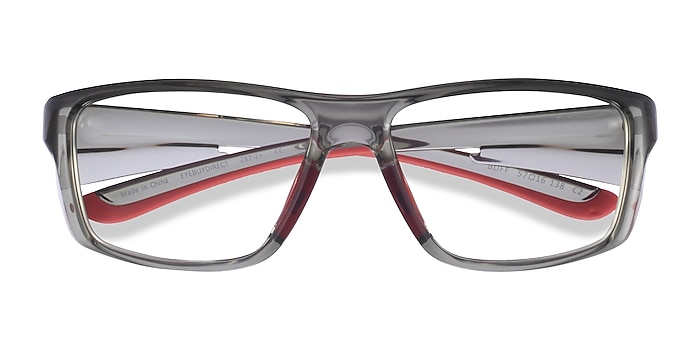 Clear Gray Red Buff -  Plastic Eyeglasses