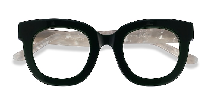 Dark Green White Astra -  Acetate Eyeglasses