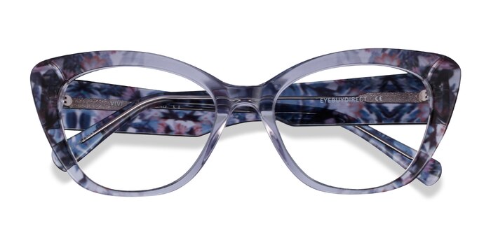 Clear Gray Floral Vivi -  Acetate Eyeglasses