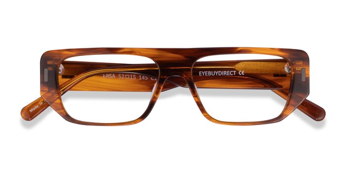 Ersa Rectangle Brown Striped Glasses for Women | EyeBuyDirect