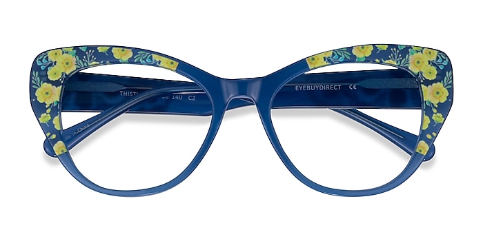 Blue Floral Thistle -  Acetate Eyeglasses