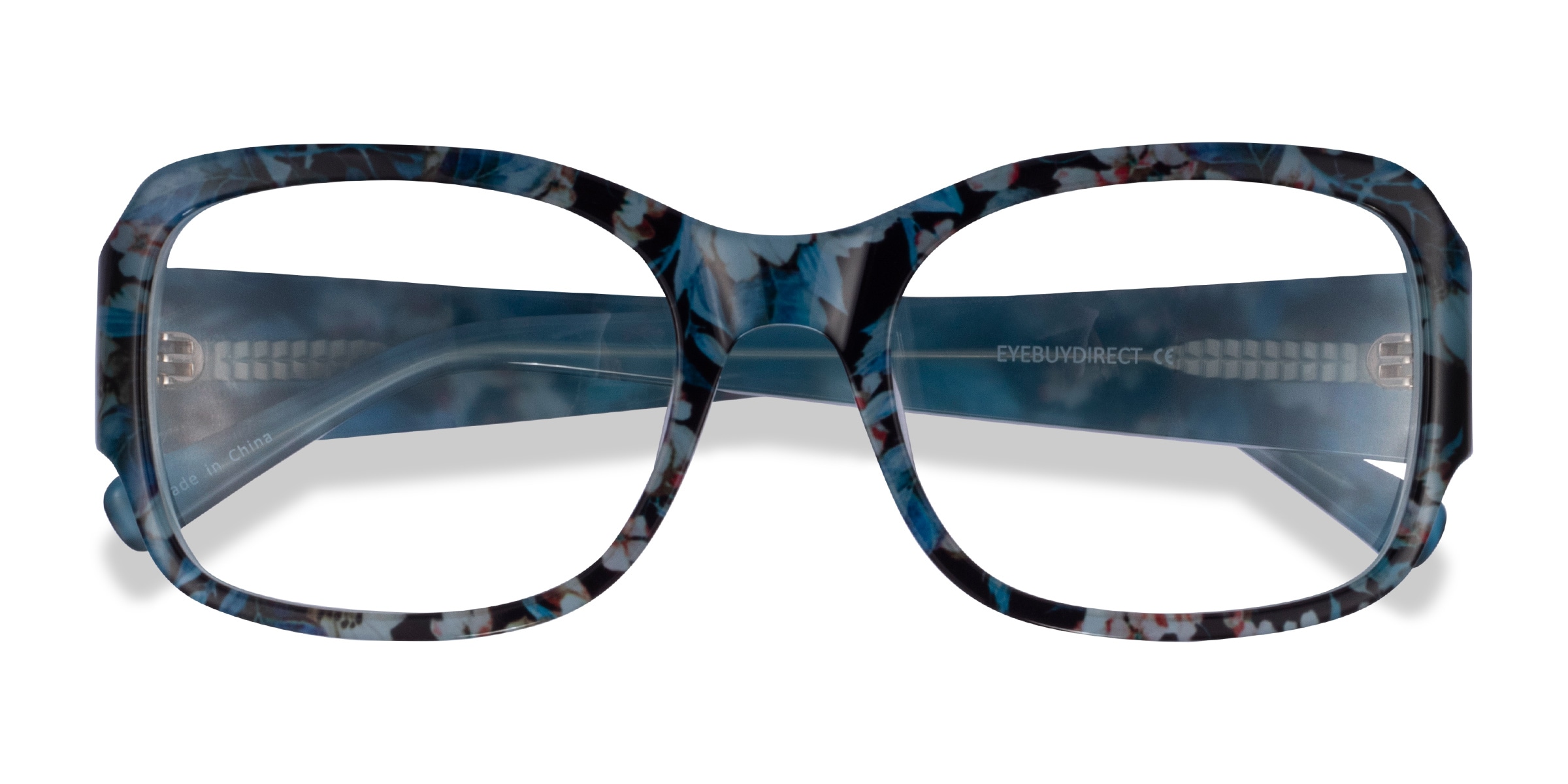 Female s rectangle Blue Floral Acetate Prescription eyeglasses - Eyebuydirect s Viola 37$