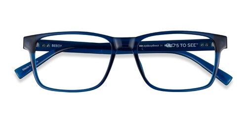 Male S Rectangle Crystal Dark Blue Eco Friendly,Plastic Prescription Eyeglasses - Eyebuydirect S Beech