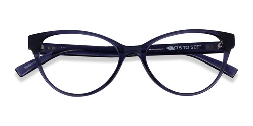 Female S Horn Crystal Dark Blue Eco Friendly,Plastic Prescription Eyeglasses - Eyebuydirect S Lantana
