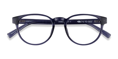Unisex S Round Crystal Dark Blue Eco Friendly,Plastic Prescription Eyeglasses - Eyebuydirect S Hawthorne