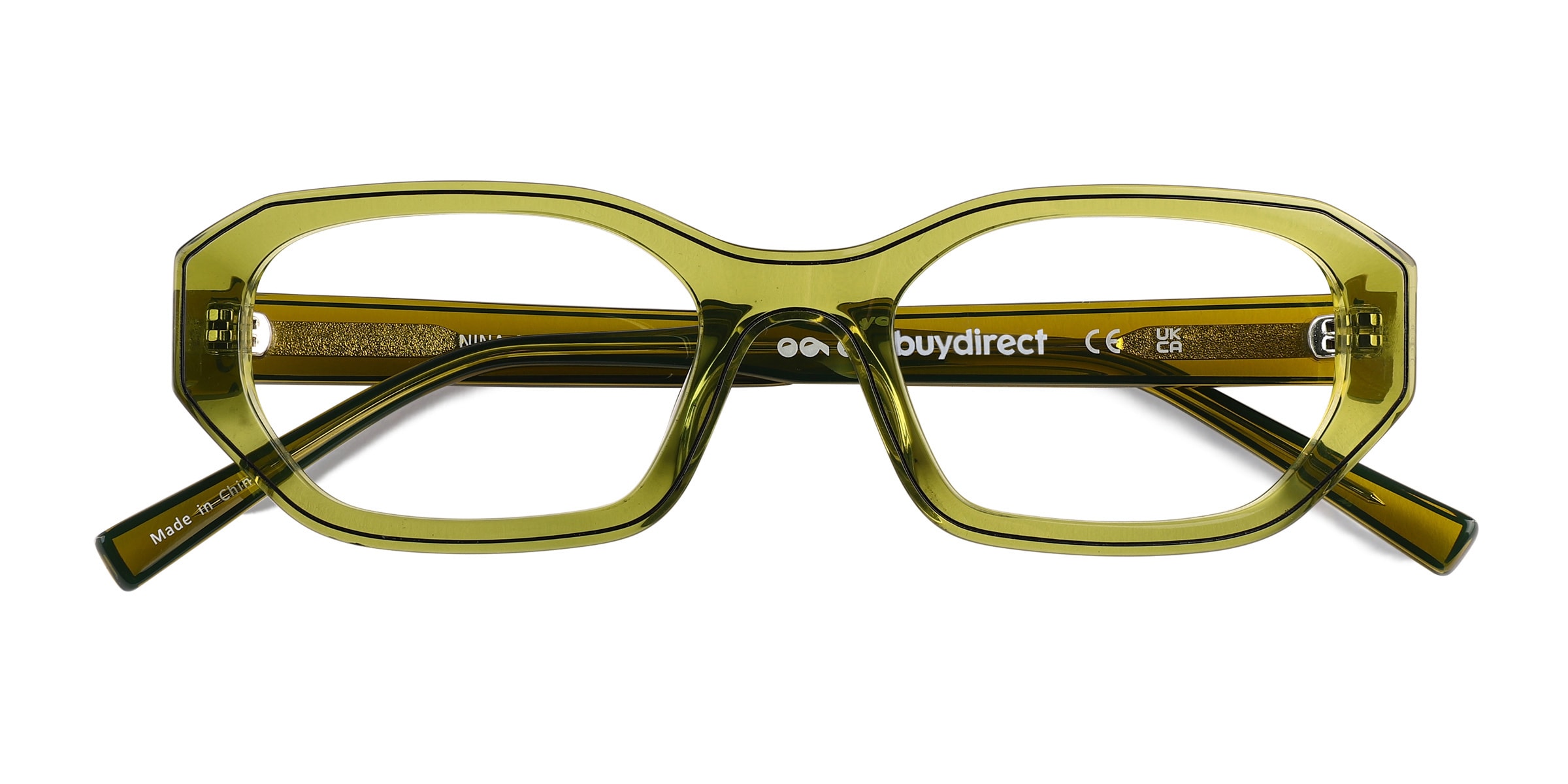 北欧　nina　グリーン　ファブリックフレーム Nina Rectangle Crystal Olive Green Full Rim Eyeglasses | Eyebuydirect
