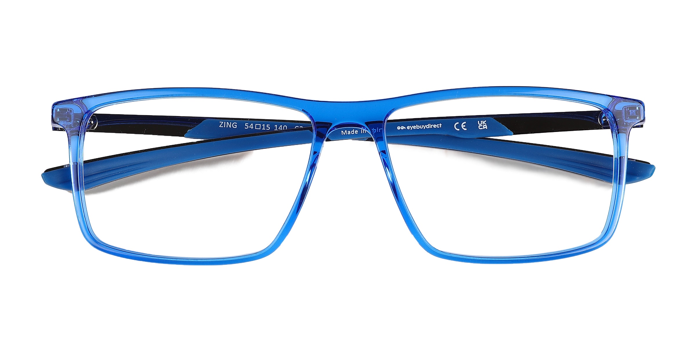 Zing Rectangle Crystal Blue Full Rim Eyeglasses | Eyebuydirect