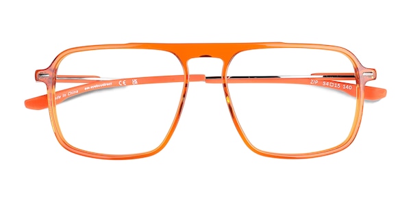 Zip Square Crystal Orange Full Rim Eyeglasses | Eyebuydirect