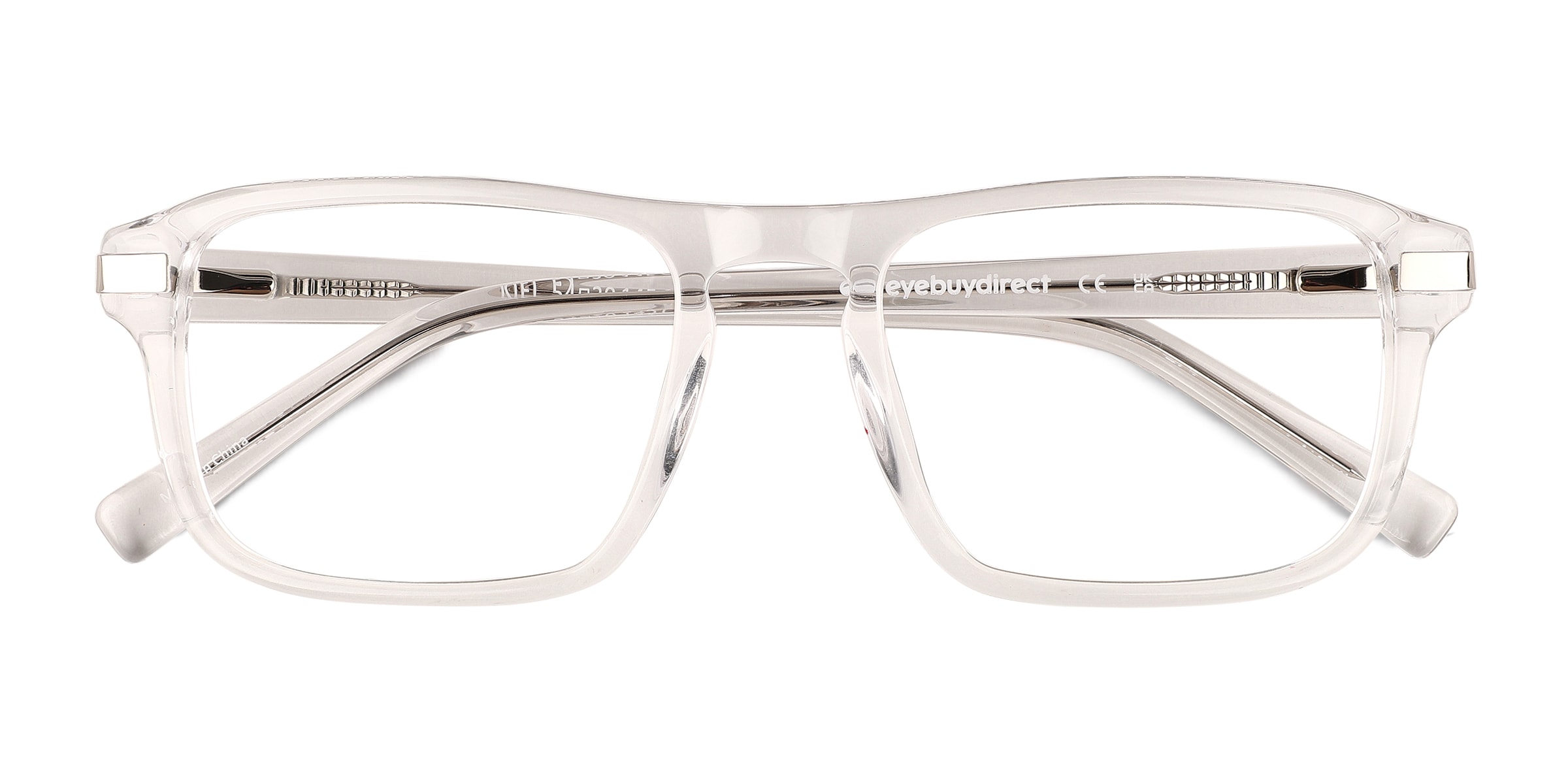 Kiel Rectangle Clear Shiny Silver Full Rim Eyeglasses |
