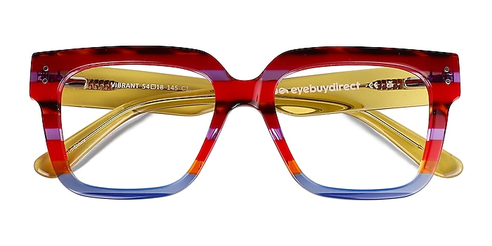 Blue Red Rainbow   Vibrant -  Acetate Eyeglasses