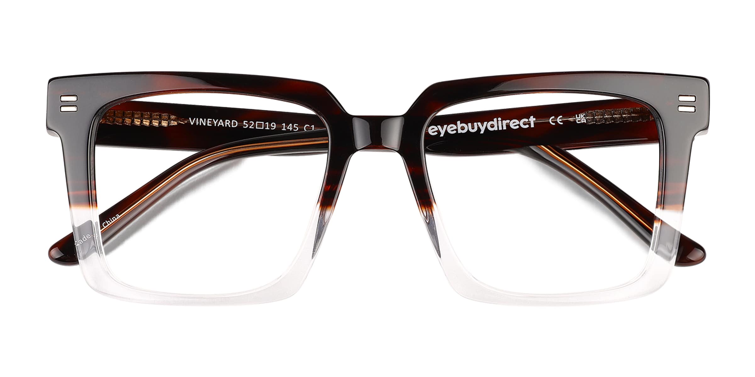 Vineyard Square Brown Clear Full Rim Eyeglasses |