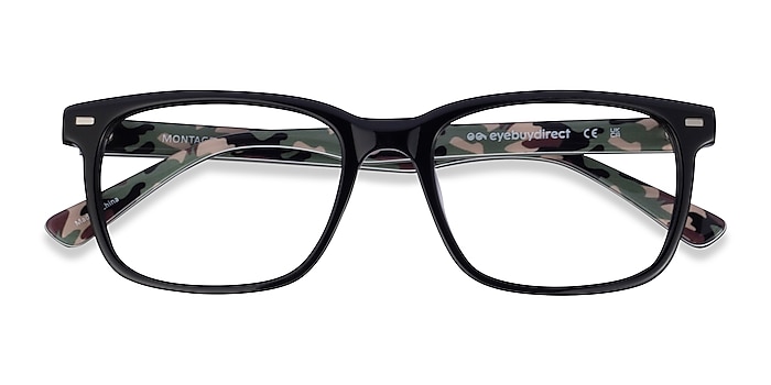 Solid Black Green Montage -  Acetate Eyeglasses