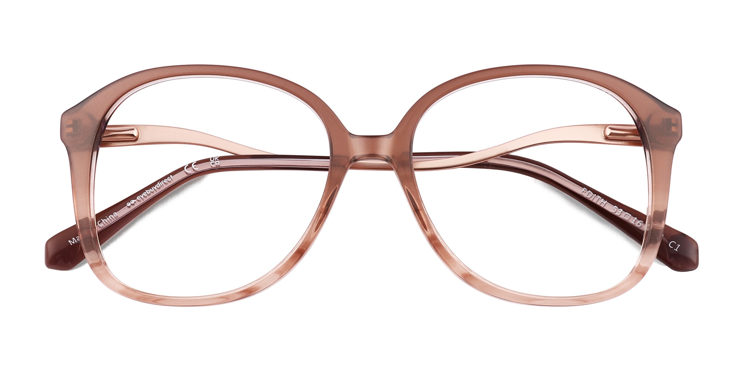 Edith Rond Brown Pearl Monture Lunettes de vue Pour Femmes