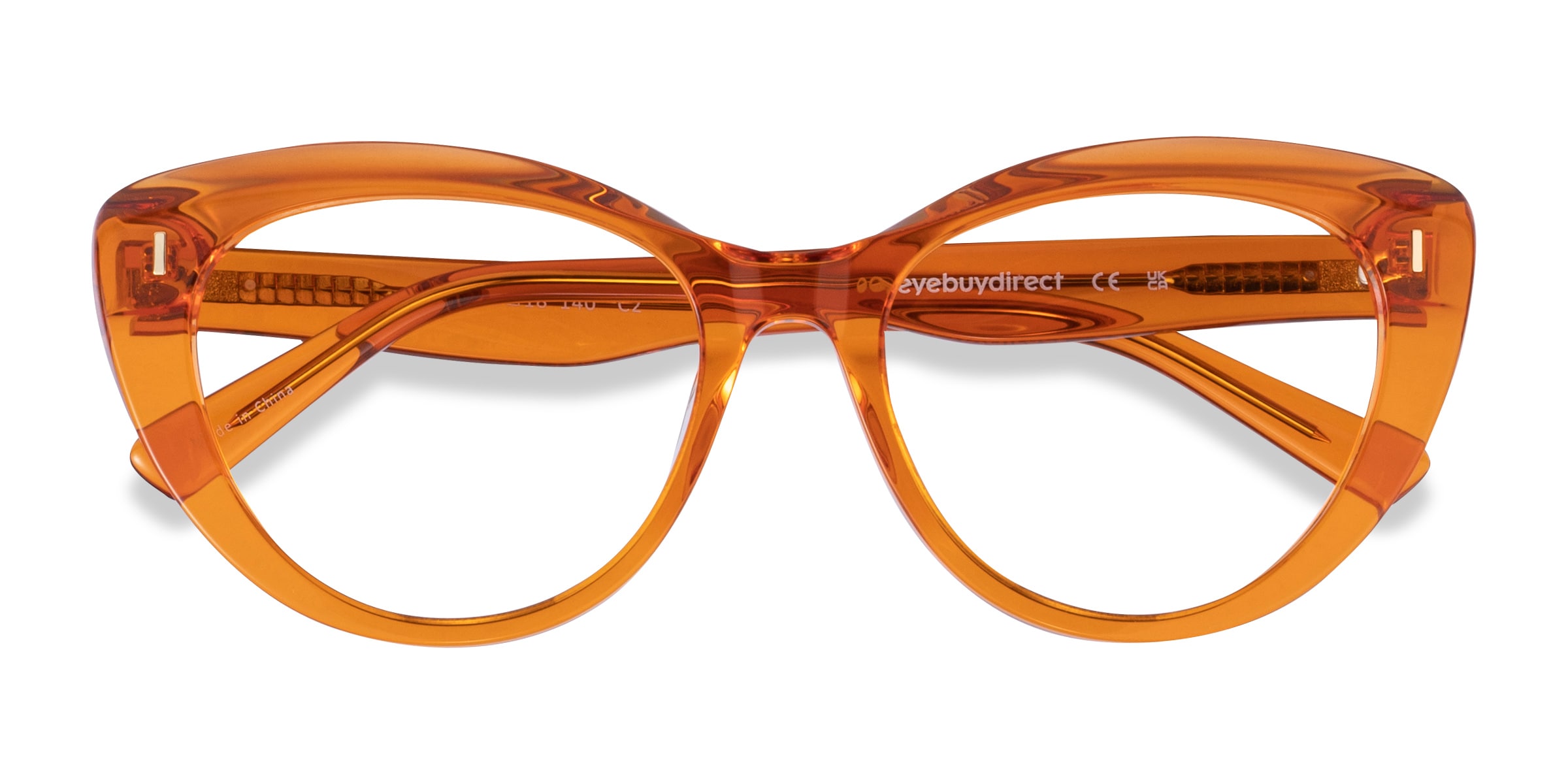 Kitty Cat Eye Crystal Orange Glasses for Women | Eyebuydirect display picture 3