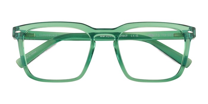 Clear Green Cloudburst -  Plastic Eyeglasses