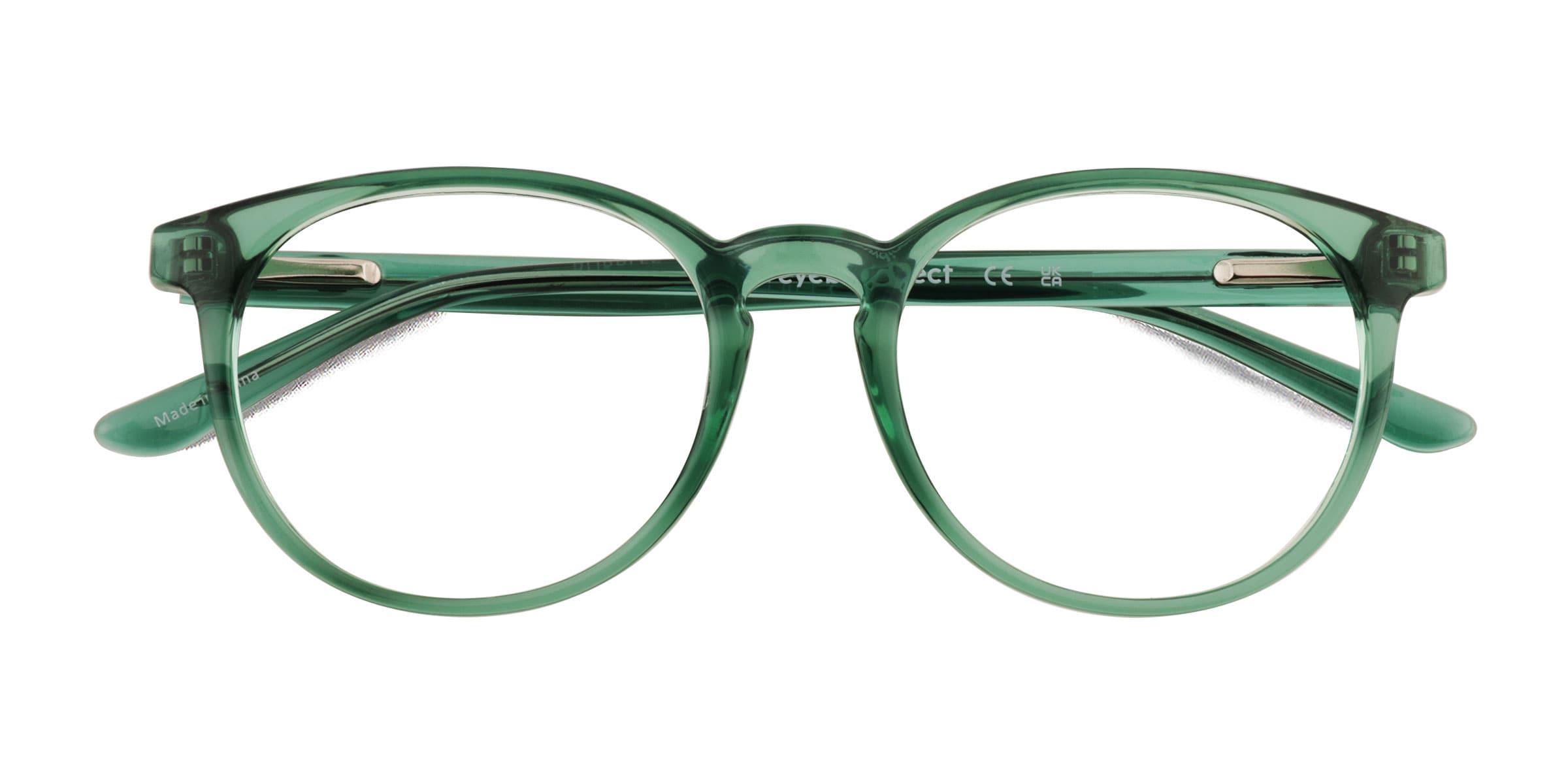 Bubbles Round Clear Green Glasses For Kids |