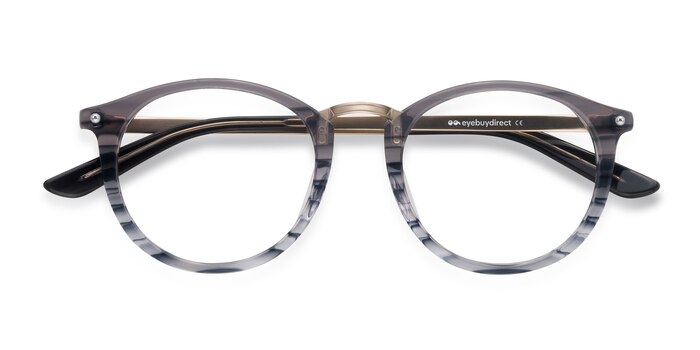 Gray Striped La Femme -  Vintage Acetate, Metal Lunettes de vue