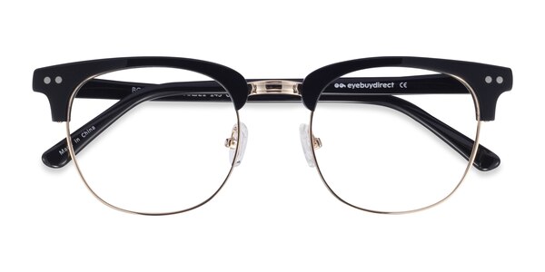 Black Borderline -  Vintage Acetate, Metal Eyeglasses