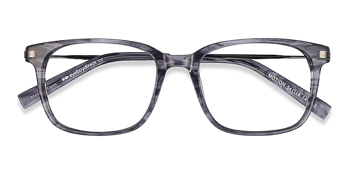 Gray Striped Motion -  Acetate, Metal Eyeglasses