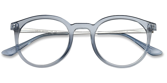 Clear Blue Grin -  Metal Eyeglasses