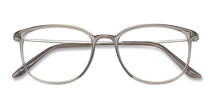 Clear Gray Strike -  Lightweight Plastic, Metal Eyeglasses
