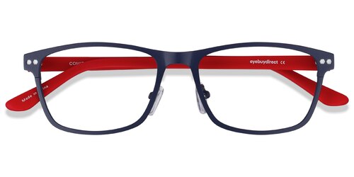 Unisex S Rectangle Navy Acetate, Metal Prescription Eyeglasses - Eyebuydirect S Comity