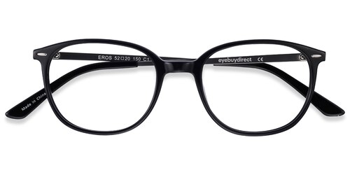 Unisex S Oval Black Acetate, Metal Prescription Eyeglasses - Eyebuydirect S Eros