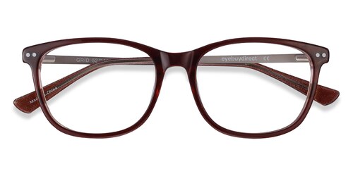 Female S Rectangle Brown Acetate, Metal Prescription Eyeglasses - Eyebuydirect S Grid