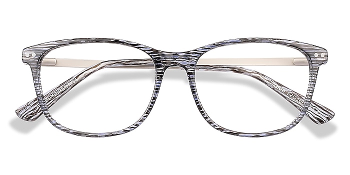 Striped Grid -  Lightweight Acetate, Metal Eyeglasses