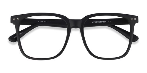 Unisex S Square Black Plastic Prescription Eyeglasses - Eyebuydirect S Piano