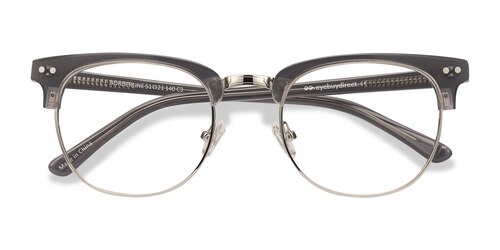 Unisex S Browline Gray Acetate, Metal Prescription Eyeglasses - Eyebuydirect S Borderline