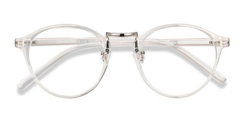 Unisex S Round Clear Plastic Prescription Eyeglasses - Eyebuydirect S Chillax