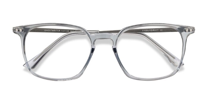 Clear Blue Ghostwriter -  Lightweight Plastic, Metal Eyeglasses