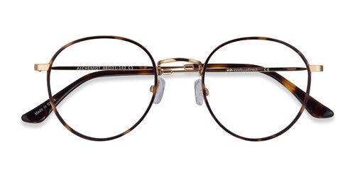 Unisex S Round Tortoise Acetate, Metal Prescription Eyeglasses - Eyebuydirect S Alchemist