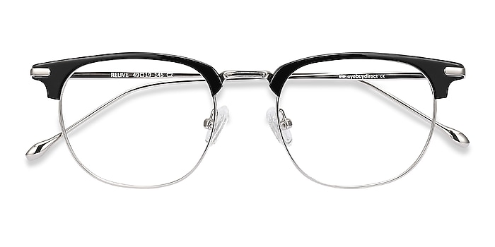 Black Silver Relive -  Vintage Acetate, Metal Eyeglasses