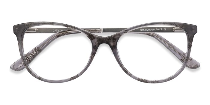 Gray Floral Cat's Meow -  Acetate, Metal Eyeglasses