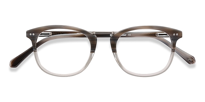 Gray Striped Era -  Vintage Acetate, Metal Eyeglasses
