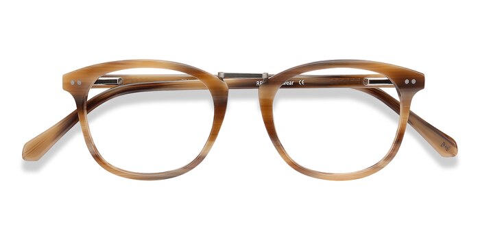 Brown Striped Era -  Designer Acetate, Metal Eyeglasses