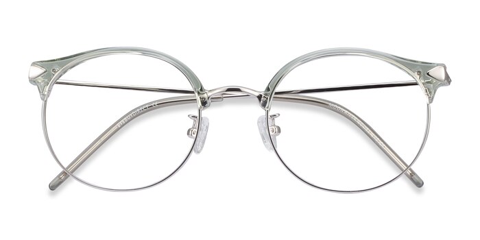 Clear Green Moon River -  Lightweight Plastic, Metal Eyeglasses
