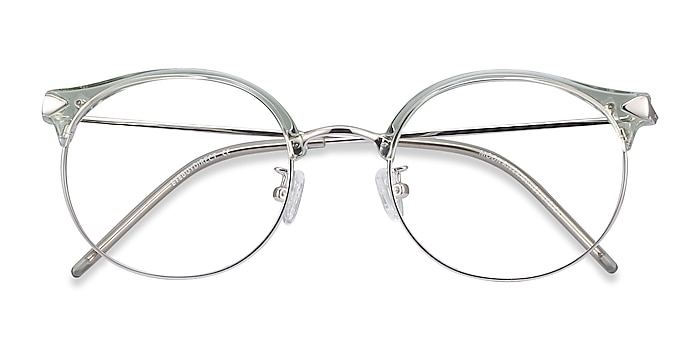 Clear Green Moon River -  Lightweight Plastic, Metal Eyeglasses
