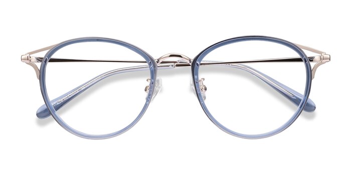 Blue Dazzle -  Lightweight Acetate, Metal Eyeglasses