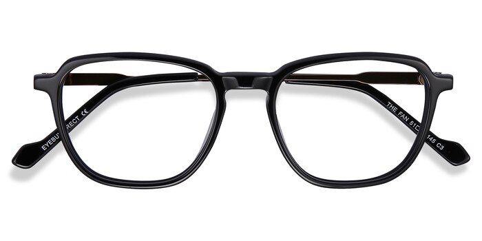 Black The Fan -  Lightweight Acetate, Metal Eyeglasses