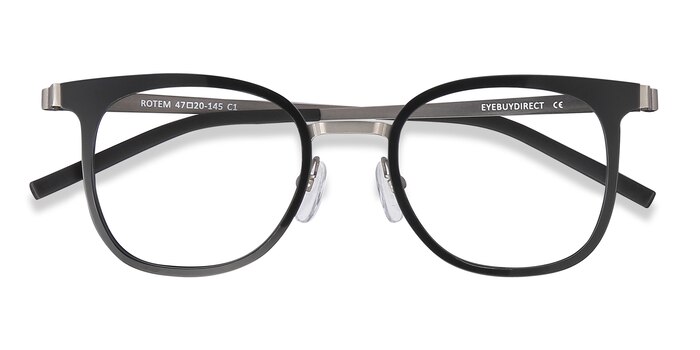 Black Rotem -  Lightweight Acetate, Metal Eyeglasses